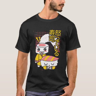 T-shirt Dessin animé de combattants de karaté de sushi drô