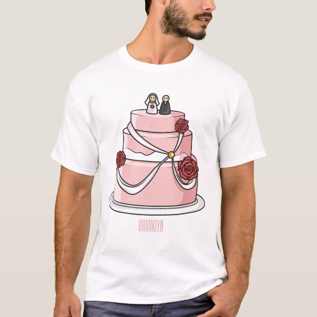 T-shirt dessin animé de gâteau mariage (Devant)