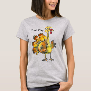 T-shirt Dessin animé de jeu de poule Or Dinde T shirt