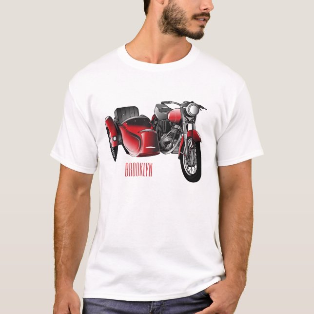 T-shirt dessin animé de la moto Sidecar (Devant)