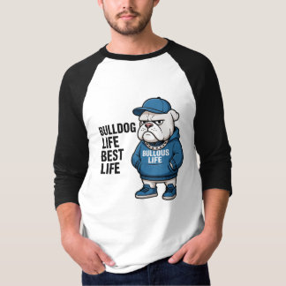 T-shirt Dessin animé de la vie cool de bouledogue anglais