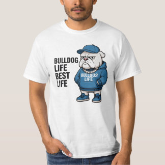 T-shirt Dessin animé de la vie cool de bouledogue anglais