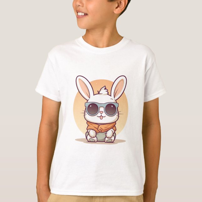 T-shirt Dessin Animé de Lapin Mignon (Devant)