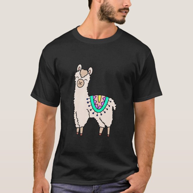 T-shirt dessin animé de llama alpaga souriant (Devant)