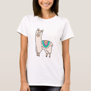 T-shirt dessin animé de llama alpaga souriant