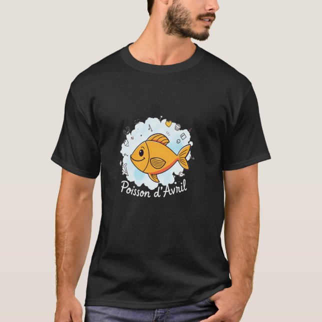 T-shirt Dessin animé de poisson d'avril (Devant)