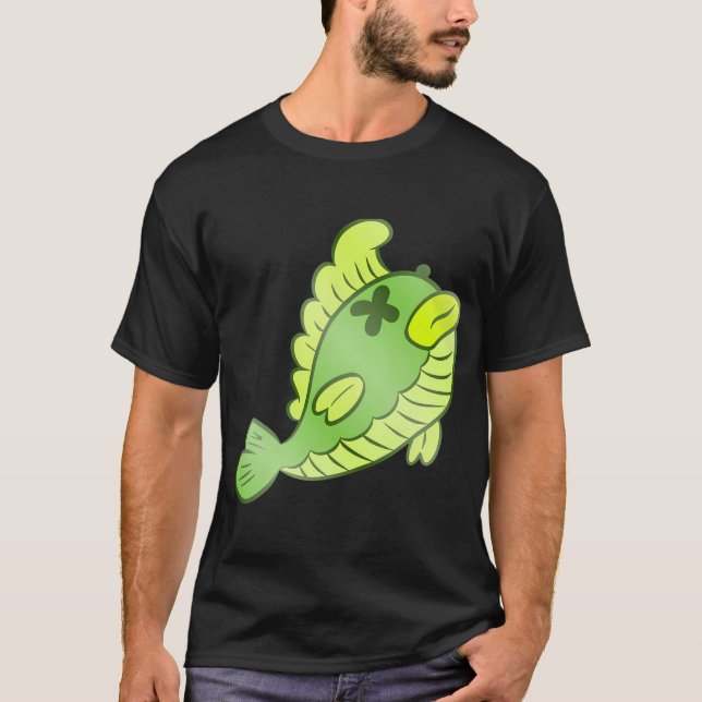 T-shirt Dessin animé de poisson vert mignon mort – Poisson (Devant)