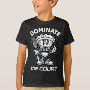 T-shirt Dessin animé de volant et de raquette de badminton