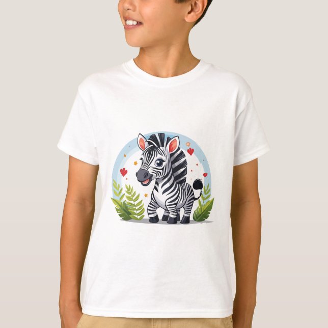 T-shirt Dessin animé de zèbre mignon (Devant)