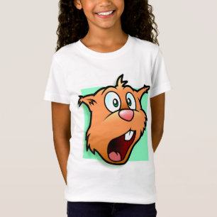 T-Shirt Dessin animé d'écureuil étonné Fille en Jersey fin