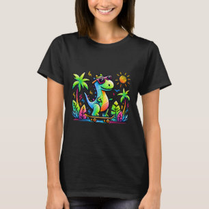 T-shirt Dessin animé dinosaure planche à roulettes esthéti