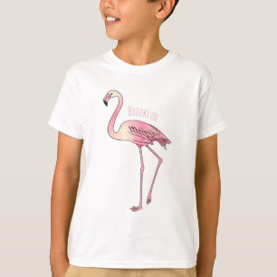 T-shirt dessin animé d'oiseau Flamant rose