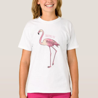 T-shirt dessin animé d'oiseau Flamant rose