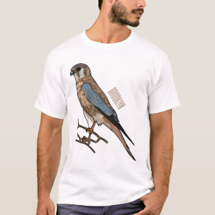 T-shirt dessin animé d'oiseau-kestrel américain