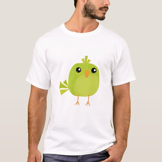 T-shirt Dessin animé d'oiseau vert   (Devant)