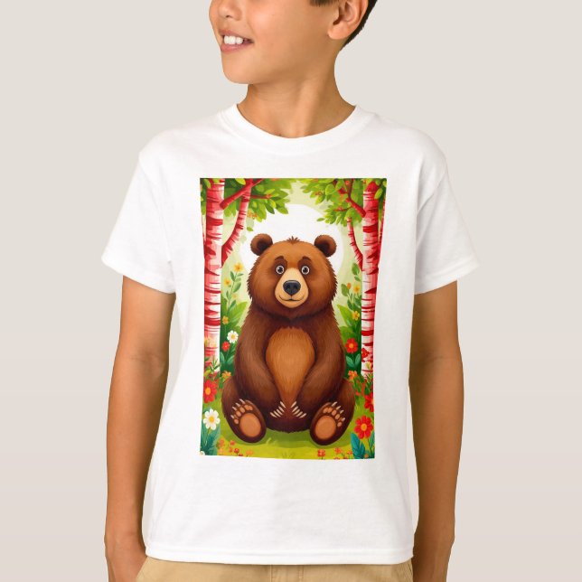 T-shirt Dessin animé d'ours brun mignon (Devant)