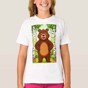 T-shirt Dessin animé d'ours brun mignon