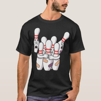T-shirt Dessin animé drôle de quilles de bowling effrayées
