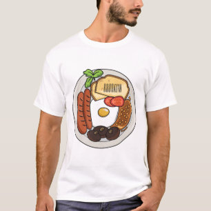 T-shirt dessin animé du petit-déjeuner anglais