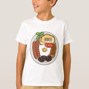 T-shirt dessin animé du petit-déjeuner anglais