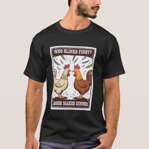 T-shirt Dessin animé duel de poulets qui cligne perdant fa