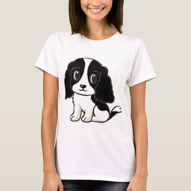 T-shirt dessin animé en noir blanc (Devant)