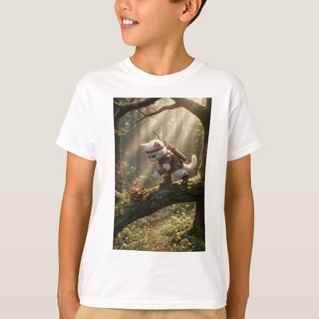 T-Shirt Dessin Animé Enfant Explorateur de Chat Ra (Devant)