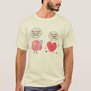 T-shirt Dessin animé humoristique Cerveau vs Cœur, Humour