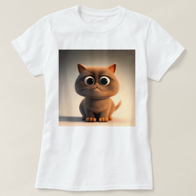 T-shirt dessin animé illustration d'un chat mignon (Design devant)