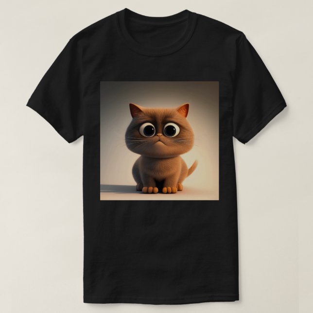 T-shirt dessin animé illustration d'un chat mignon (Design devant)