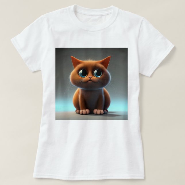 T-shirt dessin animé illustration d'un chat mignon (Design devant)