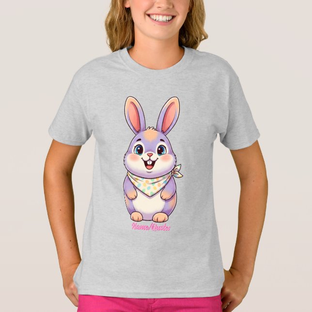 T-shirt Dessin animé mignon de lapin de Pâques (Devant)