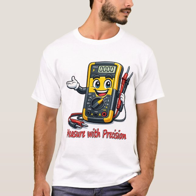 T-Shirt Dessin Animé Multimètre Mesure Avec Précis (Devant)