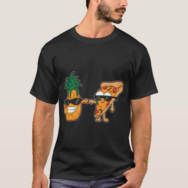 T-shirt dessin animé pizza et ananas Design (Devant)