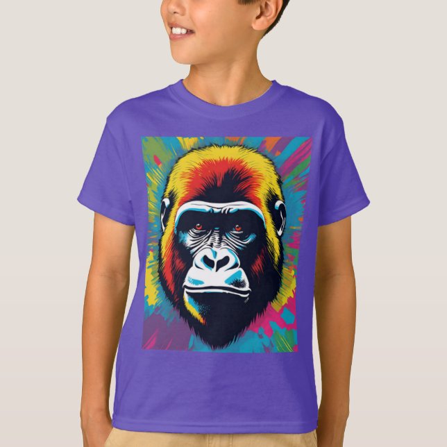 T-shirt Dessin animé Pop Art Gorille (Devant)