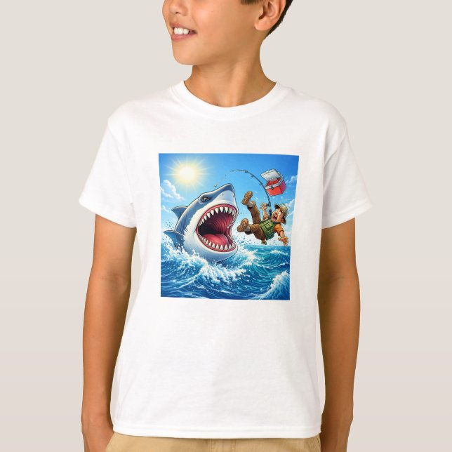 T-shirt Dessin Animé Requin de Pêche (Devant)