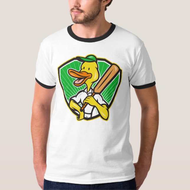T-shirt Dessin Animé Rétro Canard Cricket (Devant)