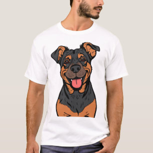T-shirt Dessin animé Rottweiler heureux - Chien gentil et