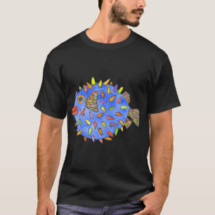 T-shirt Dessin aquarelle Poisson-ballon bleu