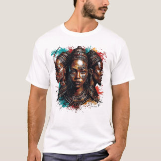 T-shirt Dessin artistique de trois femmes au visage tribal