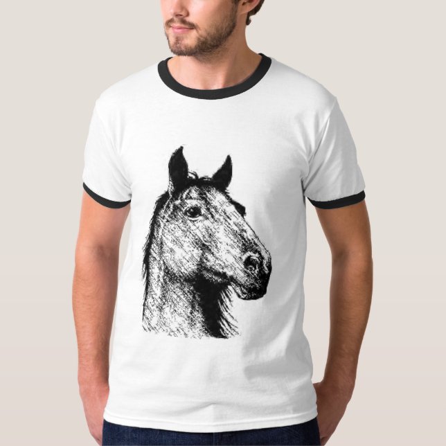 T-shirt Dessin au crayon de Horsehead (Devant)