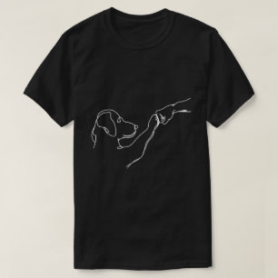 T-shirt Dessin au trait de poignée de main entre chien et