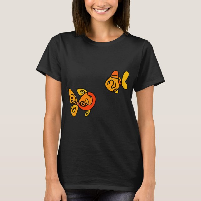 T-shirt Dessin au trait de poisson rouge (Devant)
