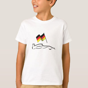 T-shirt Dessin au trait de voiture de course avec drapeau