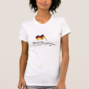 T-shirt Dessin au trait de voiture de course avec drapeau