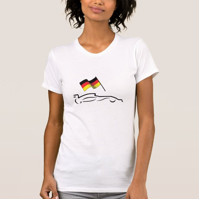T-shirt Dessin au trait de voiture de course avec drapeau  (Devant)