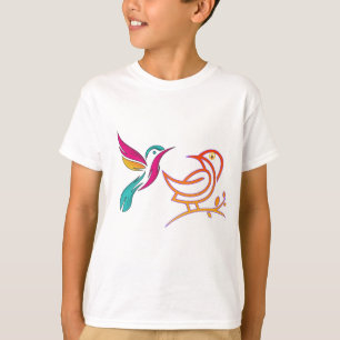 T-shirt Dessin au trait d'oiseau coloré