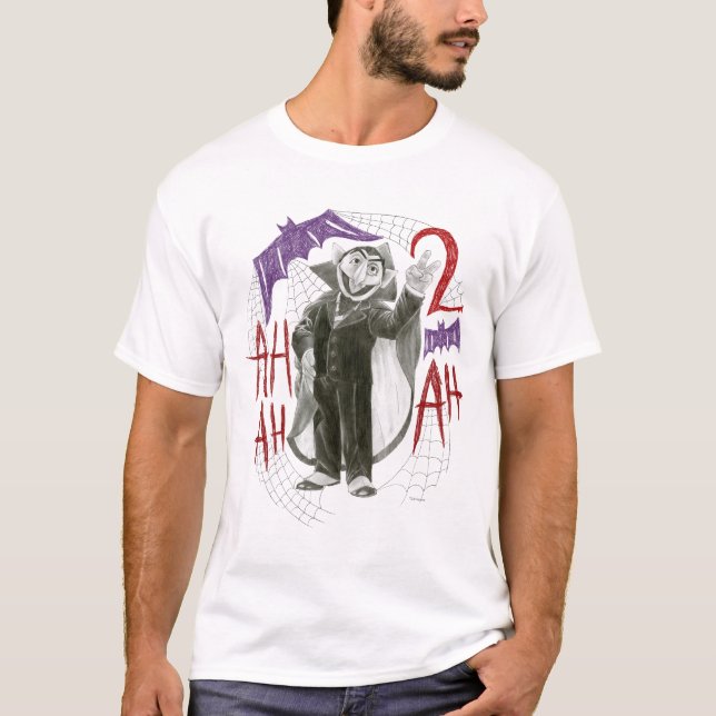 T-shirt Dessin au trait du Comte von Count N&B (Devant)