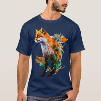 T-shirt dessin cadeau renard rouge renard coloré art anima
