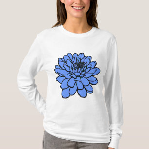 T-shirt Dessin Chrysanthemum - Noir et Bébé Bleu